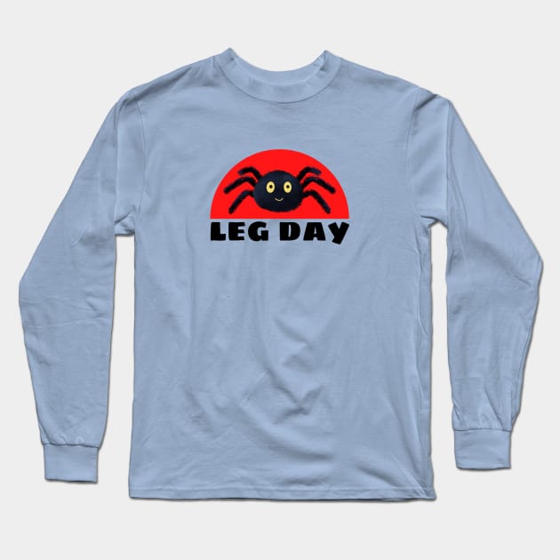 Leg Day | Spider Pun Long Sleeve T-Shirt by Allthingspunny